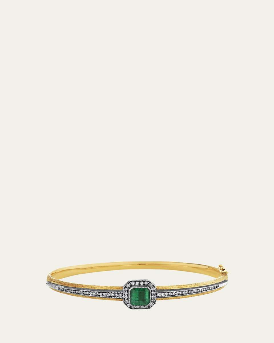 Square Emerald and Diamond Bracelet